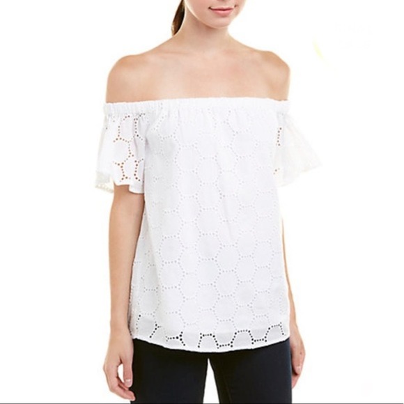 Sail to Sable Tops - SAIL TO SABLE | NWT Off the Shoulder Dot Eyelet Top | XS